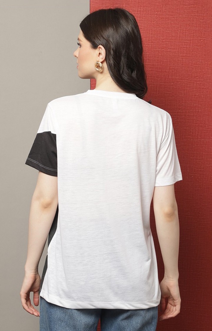 Women's White Typography Oversized T-Shirt