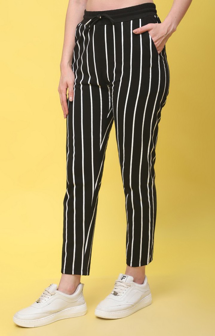 Black and white hot sale striped joggers womens