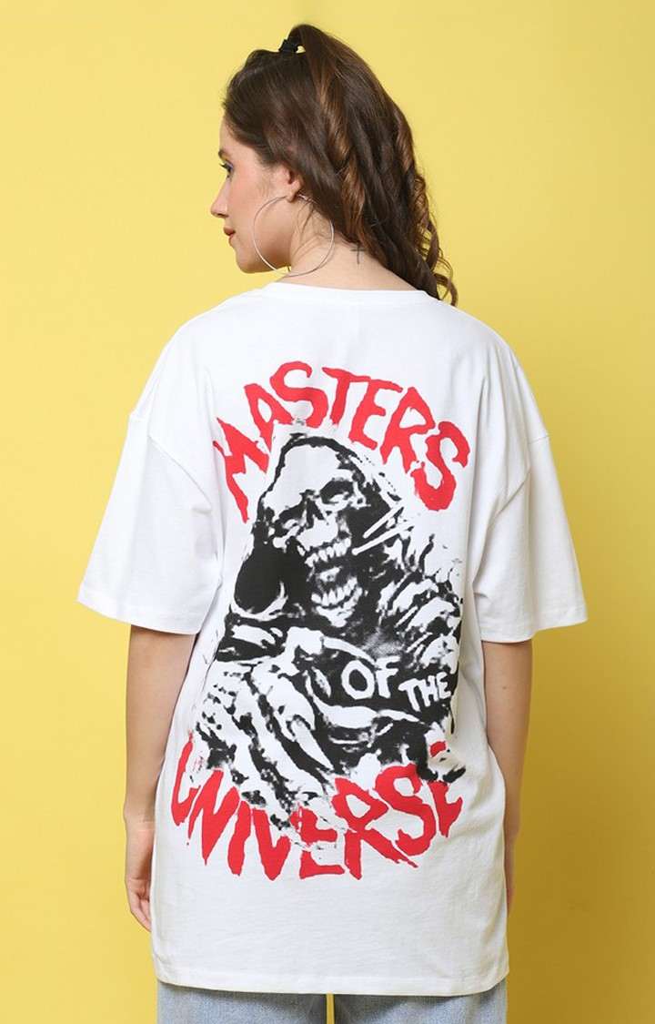 Women's Masters Of The Universe White Graphic Oversized T-Shirts