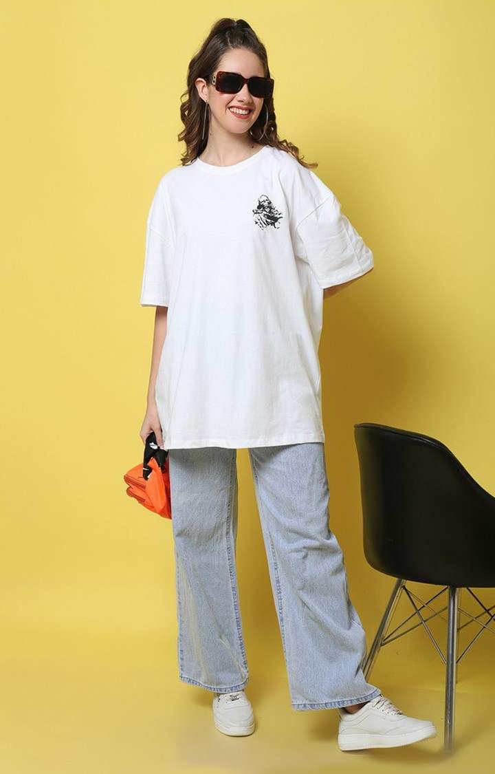 Women's Masters Of The Universe White Graphic Oversized T-Shirts