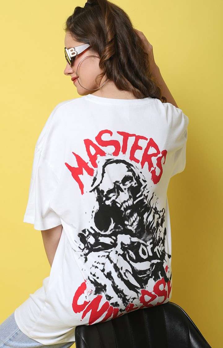 Women's Masters Of The Universe White Graphic Oversized T-Shirts