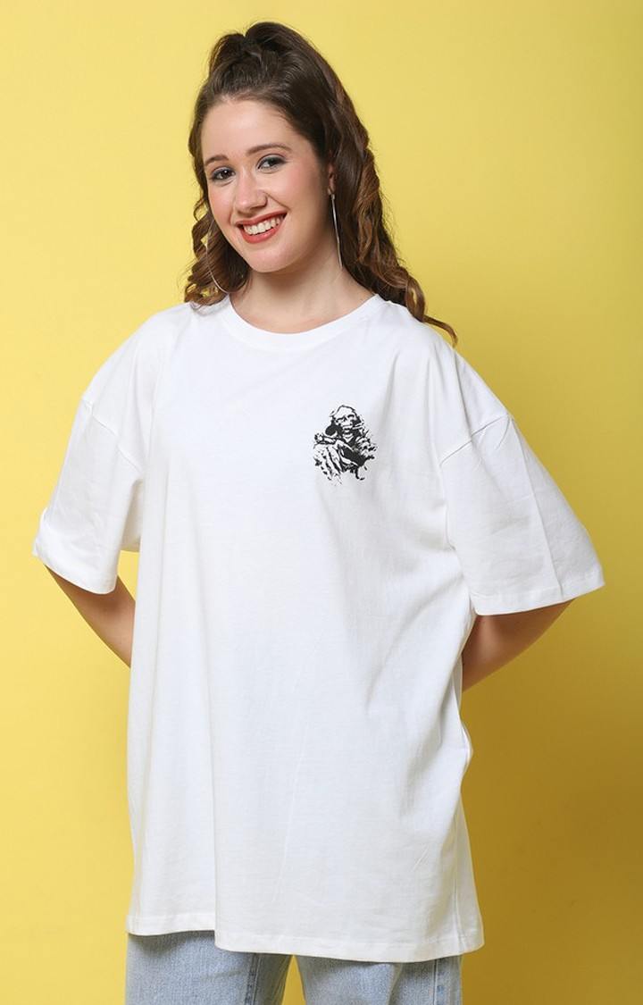 Women's Masters Of The Universe White Graphic Oversized T-Shirts