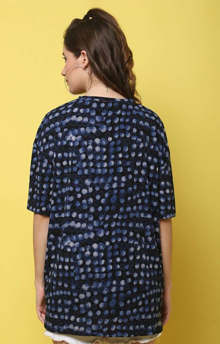 Women's Fit Blue Polka Dots Oversized T-Shirts
