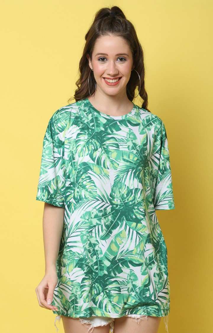 DOOR74 | Women's Fit Multi Floral Oversized T-Shirts