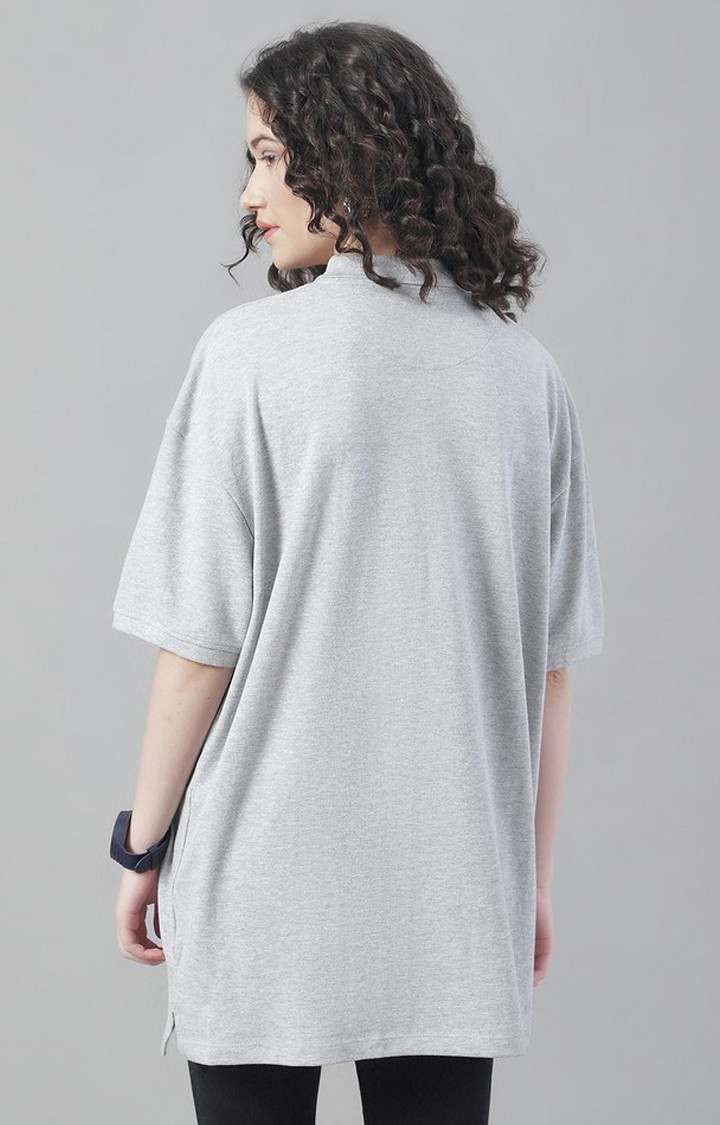 Women's Famous Color Grey Typography Polos