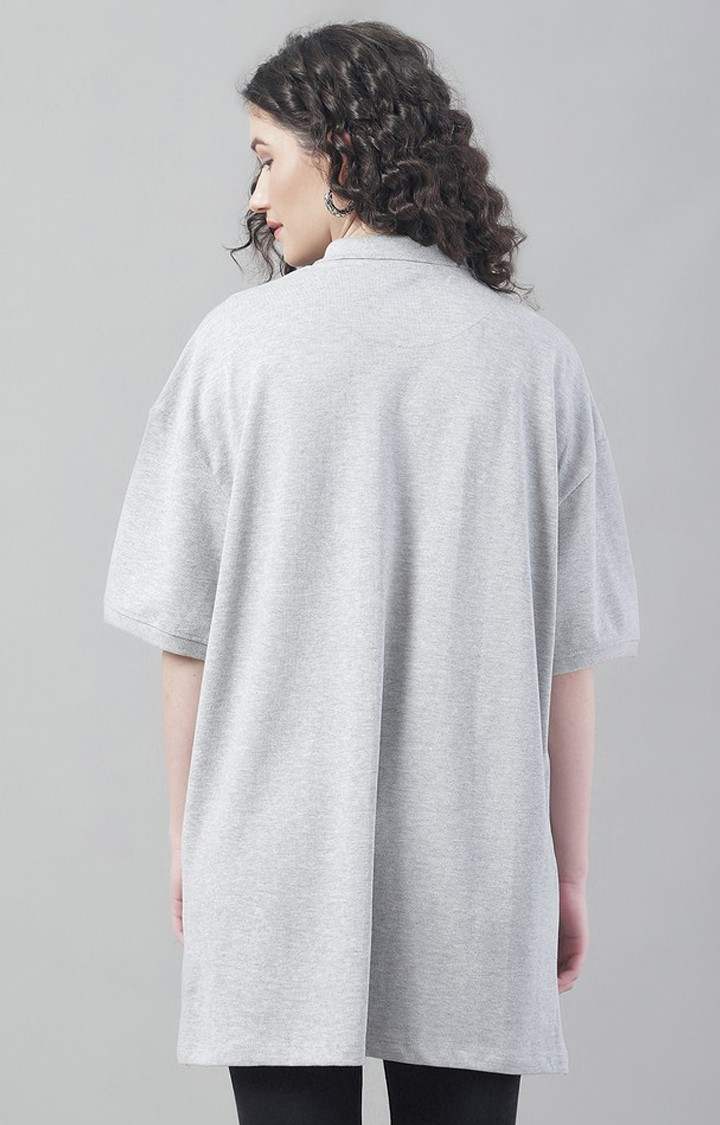 Women's Original Color Grey Typography Polos