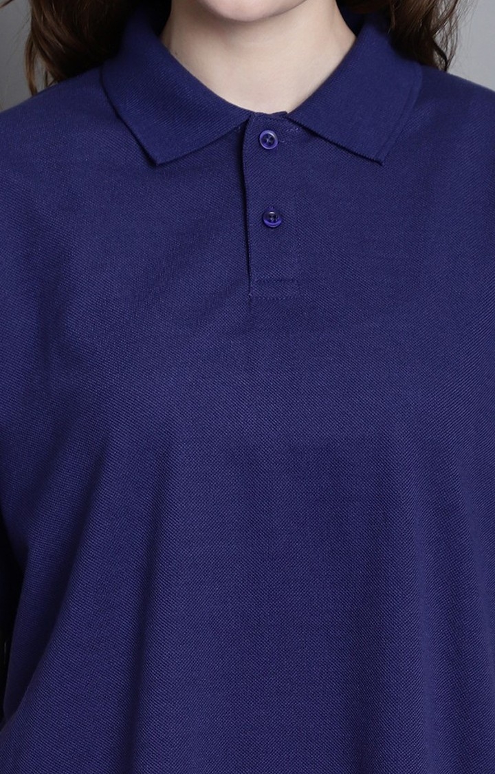 Women's Blue Solid Polos