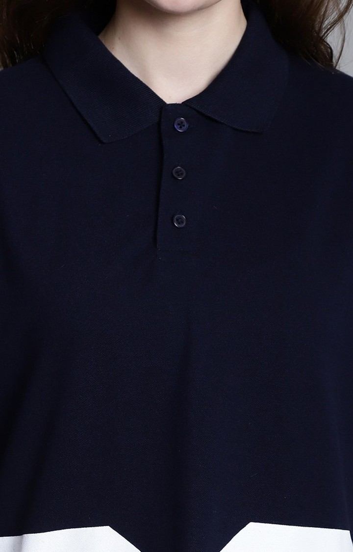 Women's Blue Typography Polos