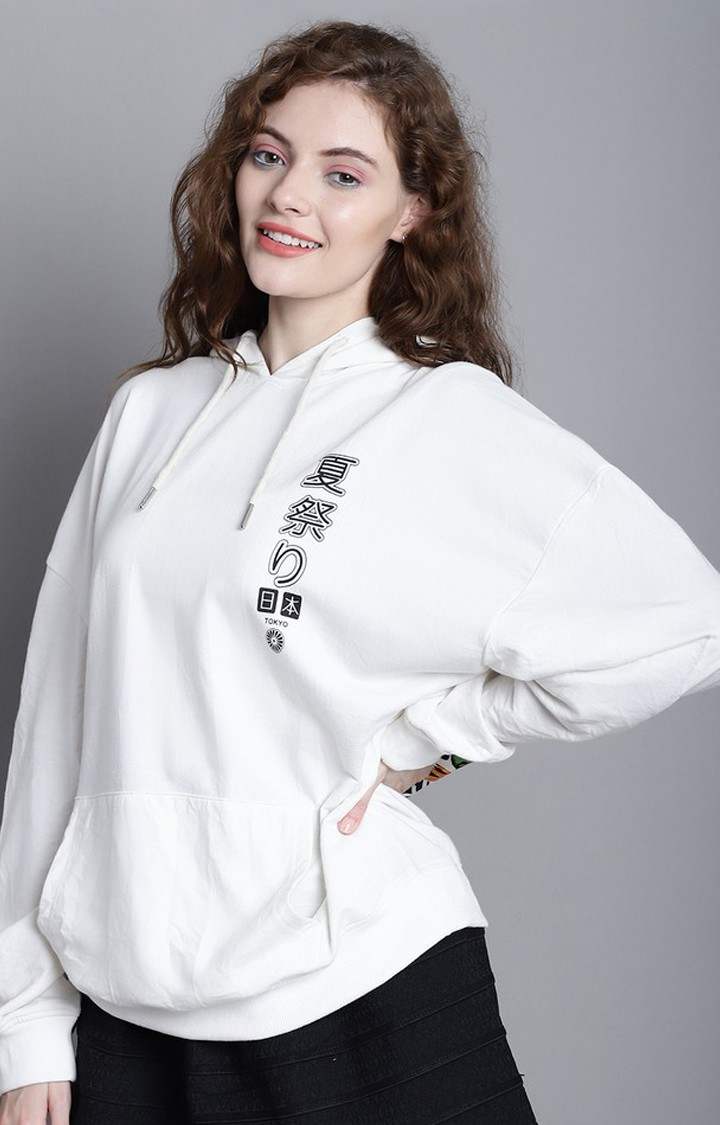 Women's Off White Graphic Hoodies