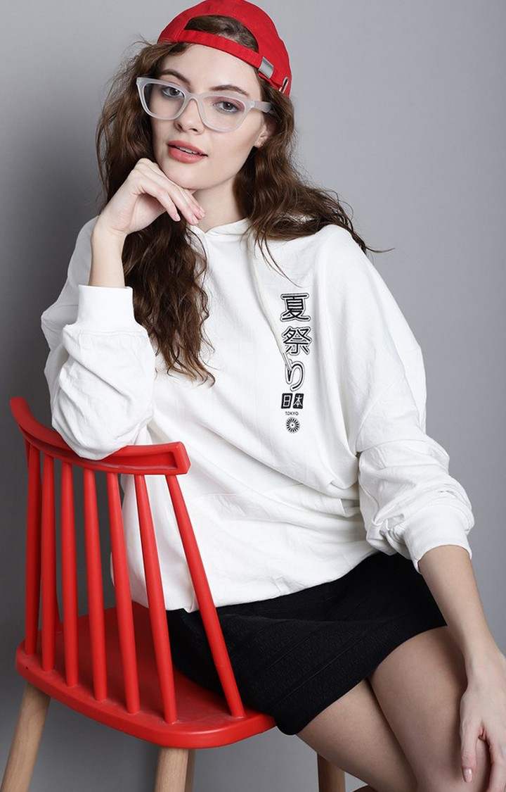 Women's Off White Graphic Hoodies