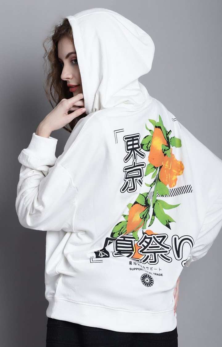 Women's Off White Graphic Hoodies