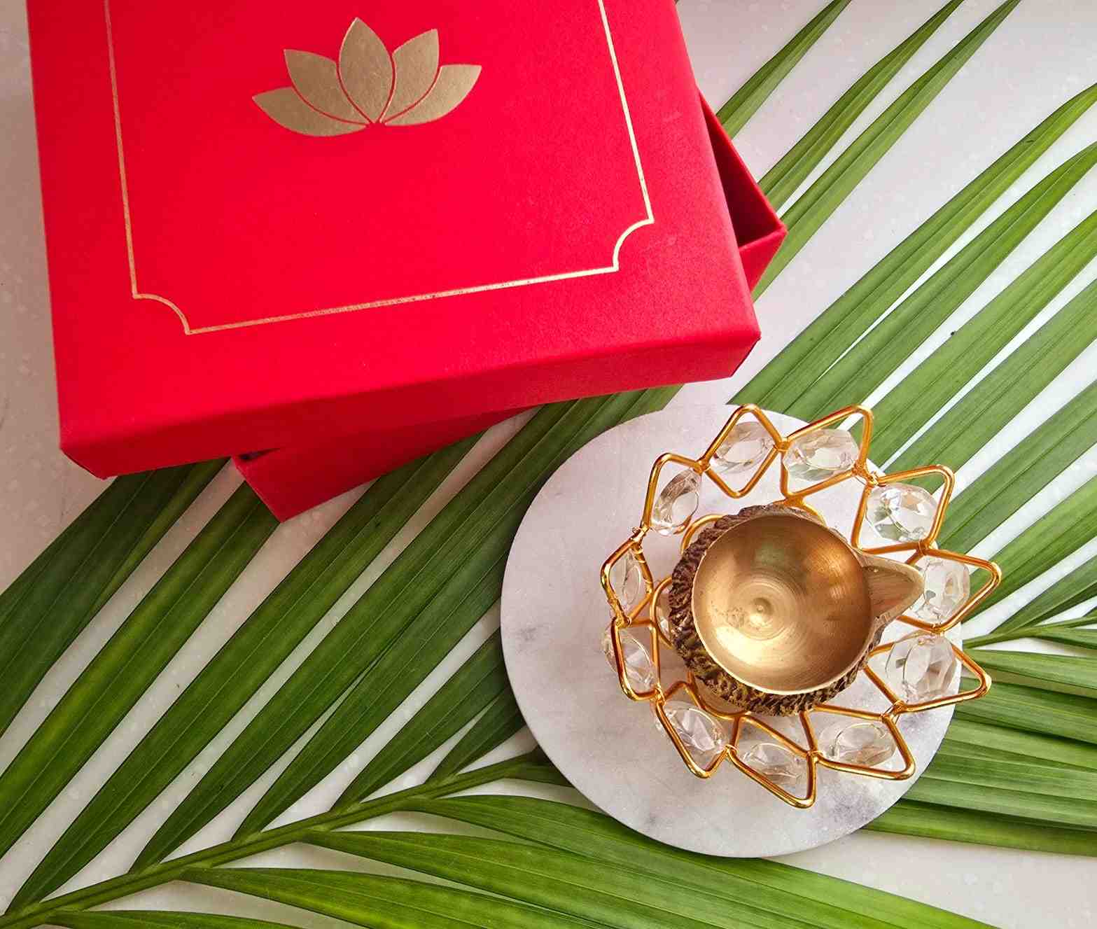 Marble Base Diya Set