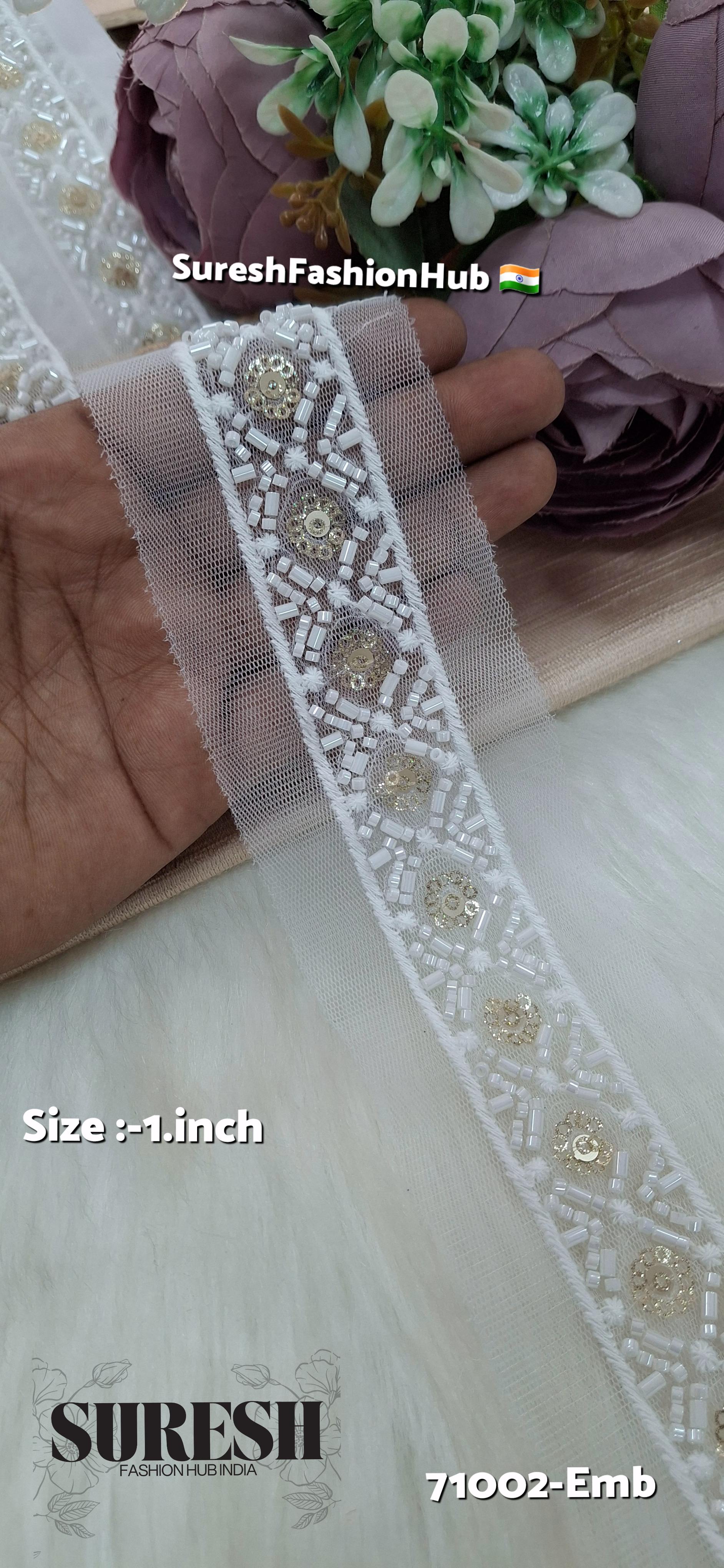 Ethereal Net Embroidered Border White