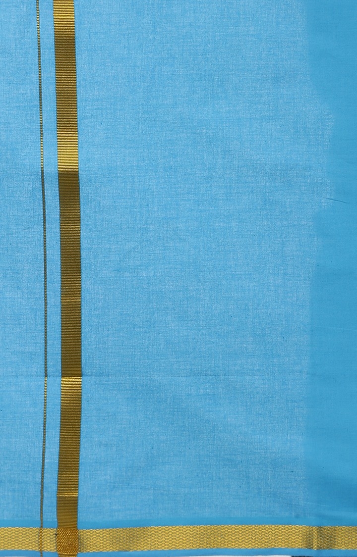 Ramraj Cotton | Blue Brown Solid Dhotis 4
