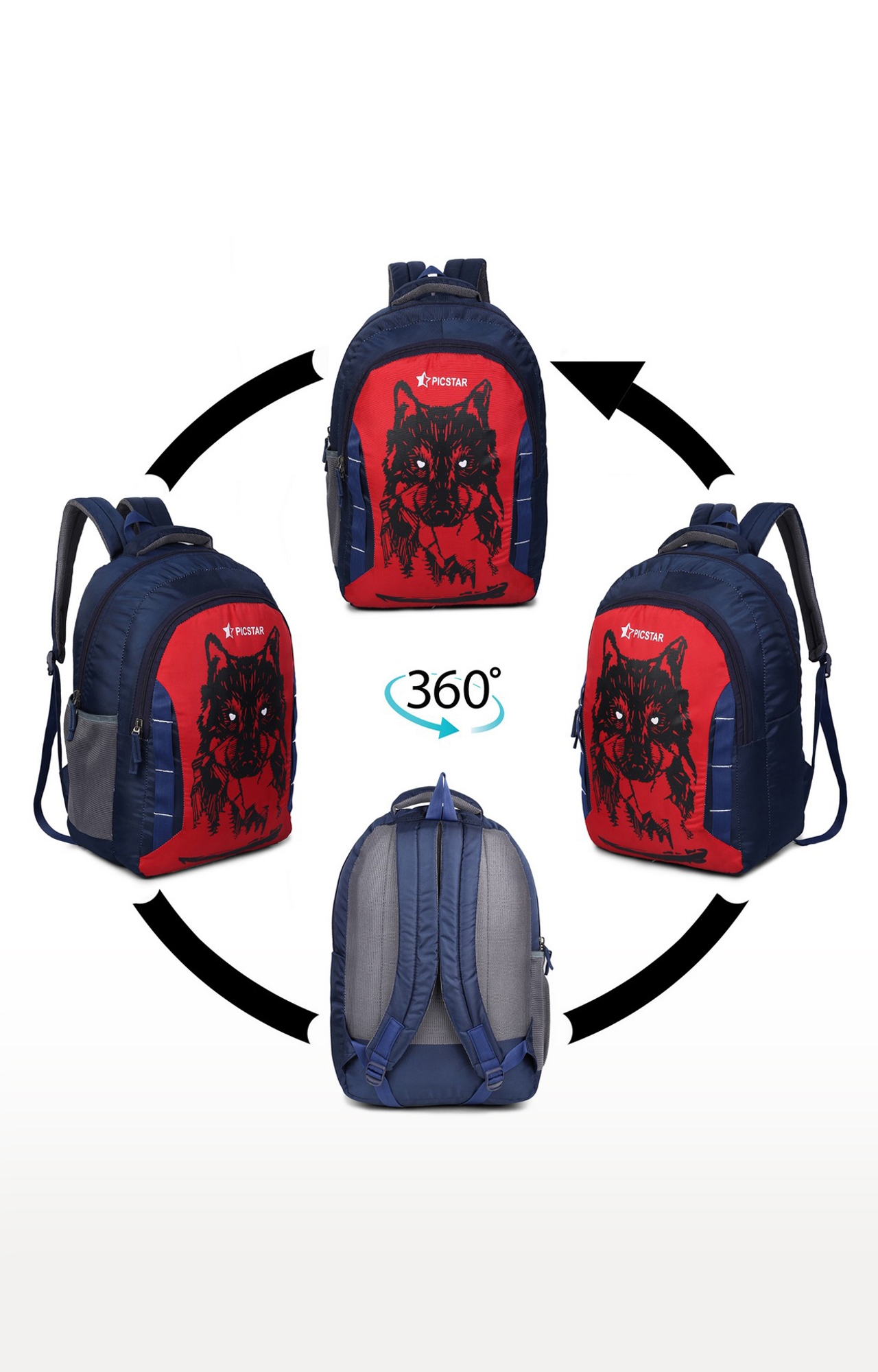 Picstar | Picstar Daredevil 35 L Navy And Red Backpack 3