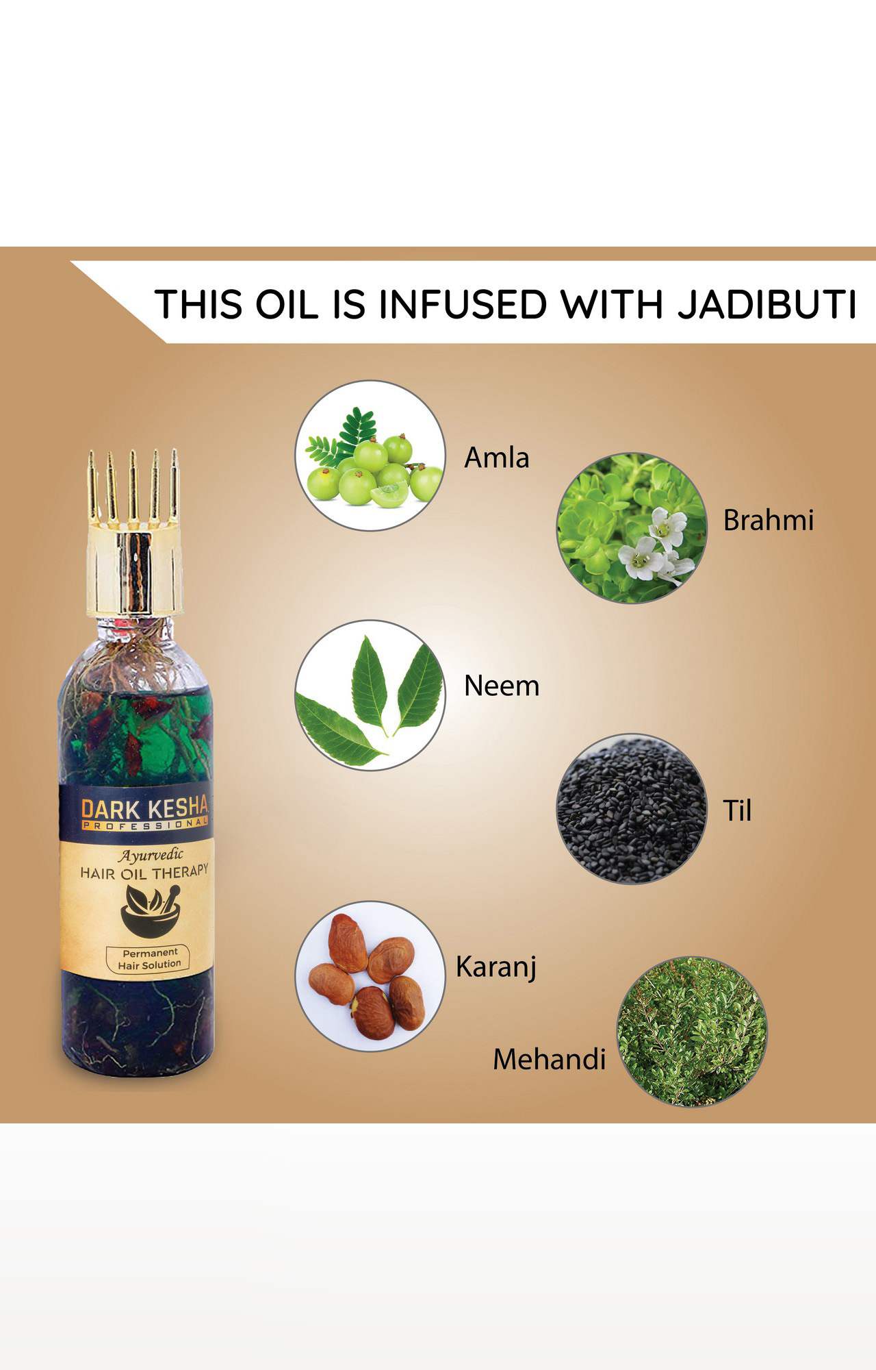 Dark Kesa Ayurvedic Hair Oil, Bhringraj And Amla Oil, Reduces Hair Loss And Improves Hair Growth 100Ml