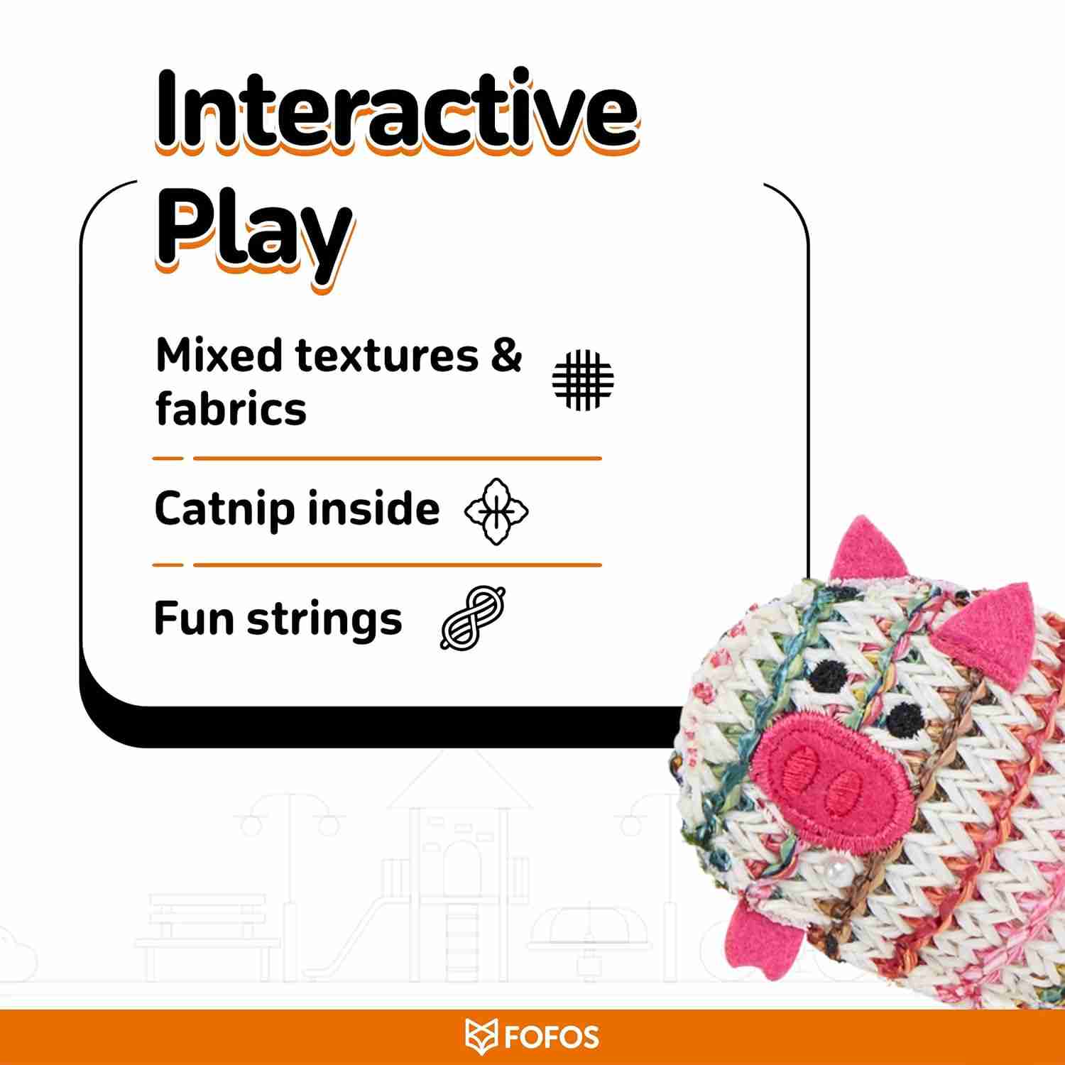 Barkbutler Fofos Interactive Catnip Chic Toy for Cats, Pink-Brown