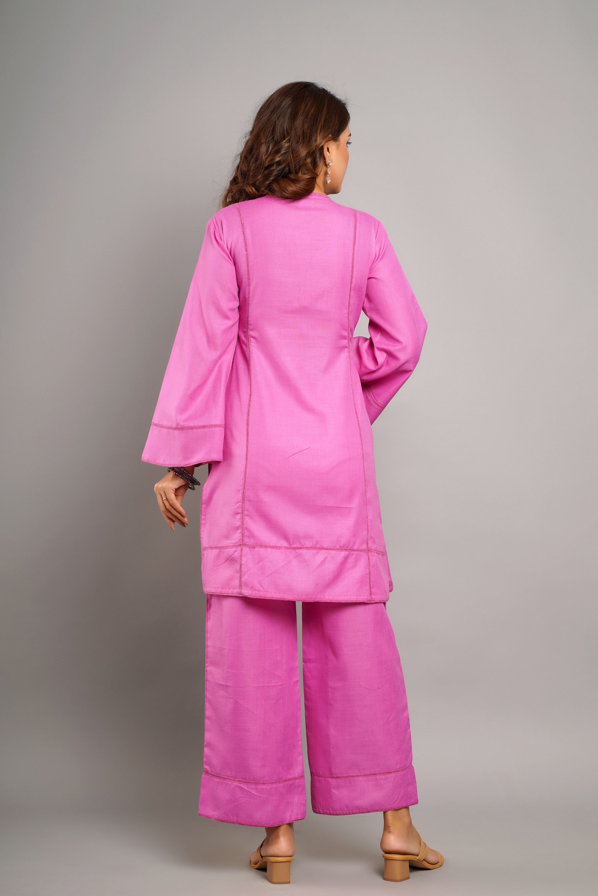 PINK EMBROIDERED  KURTA SET