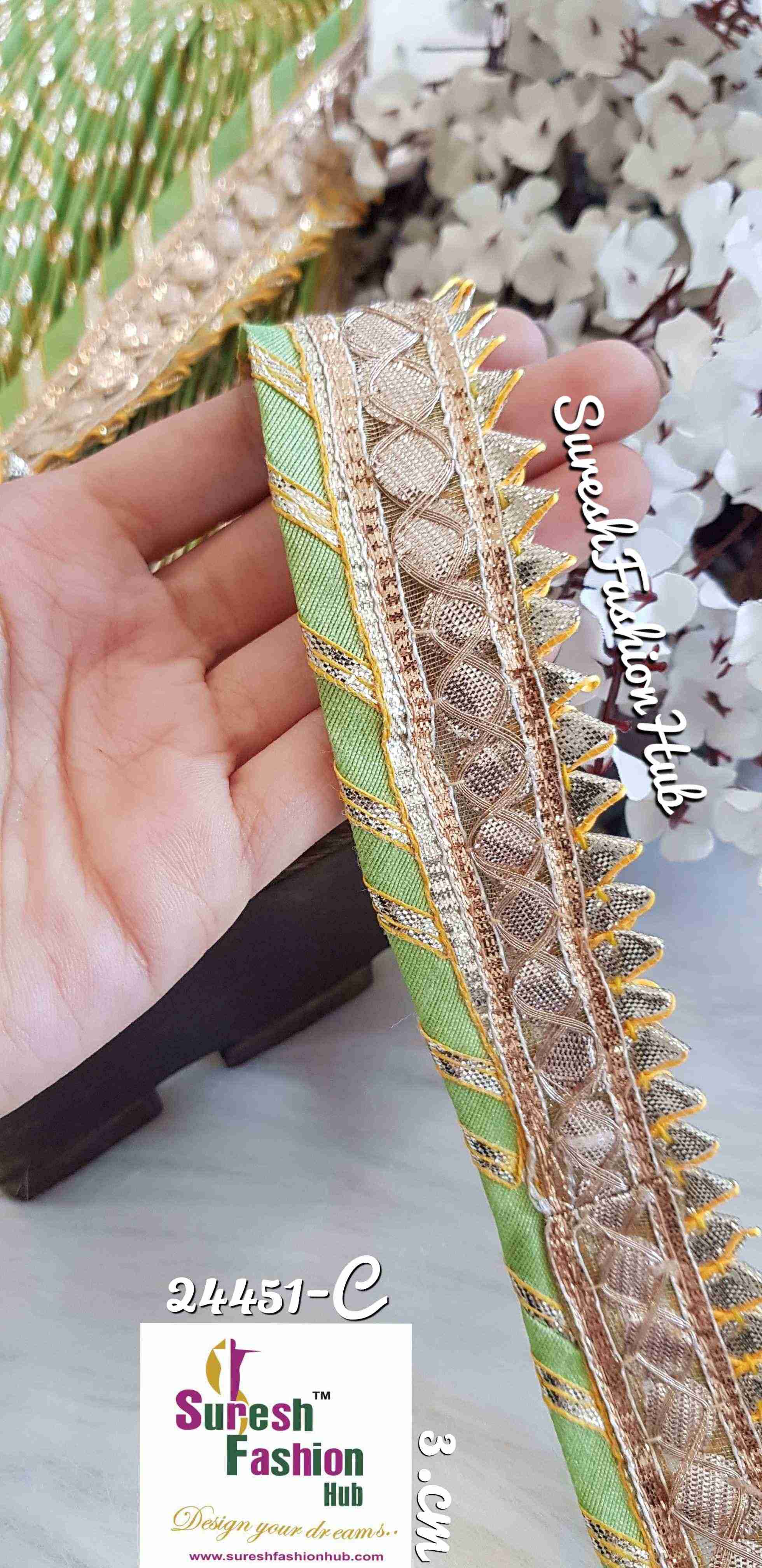 Designer Light Green Gota Patti Trim