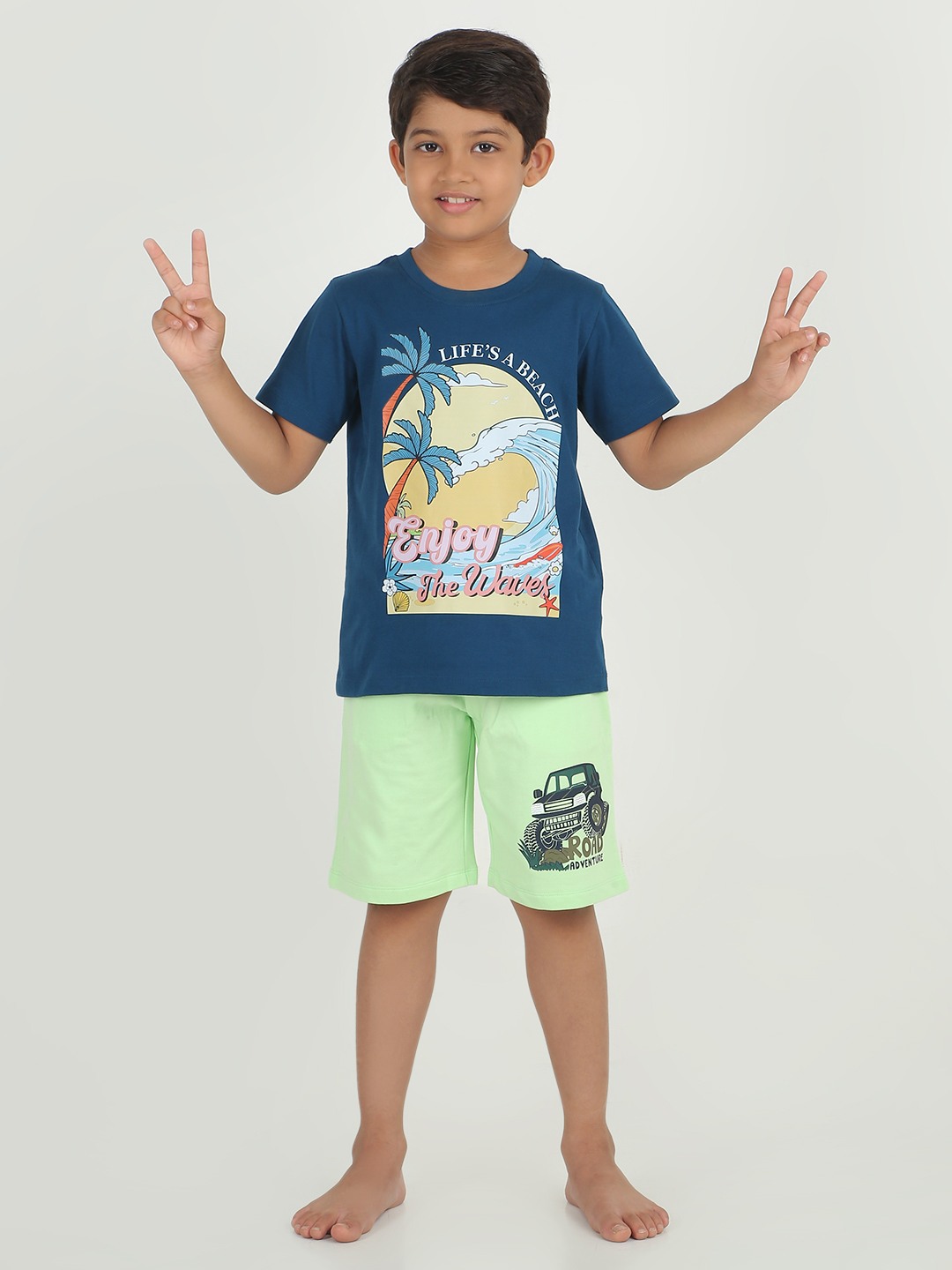 Boys 1 piece printed short - Pistachio Green