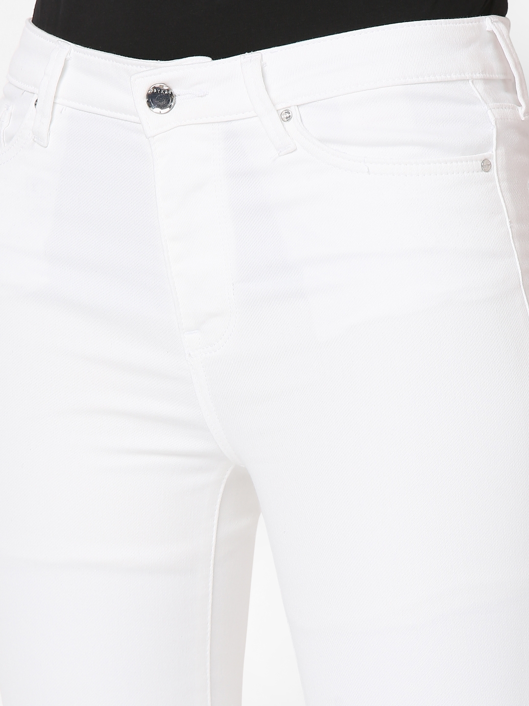 spykar | Women's White Cotton Solid Slim Jeans 5