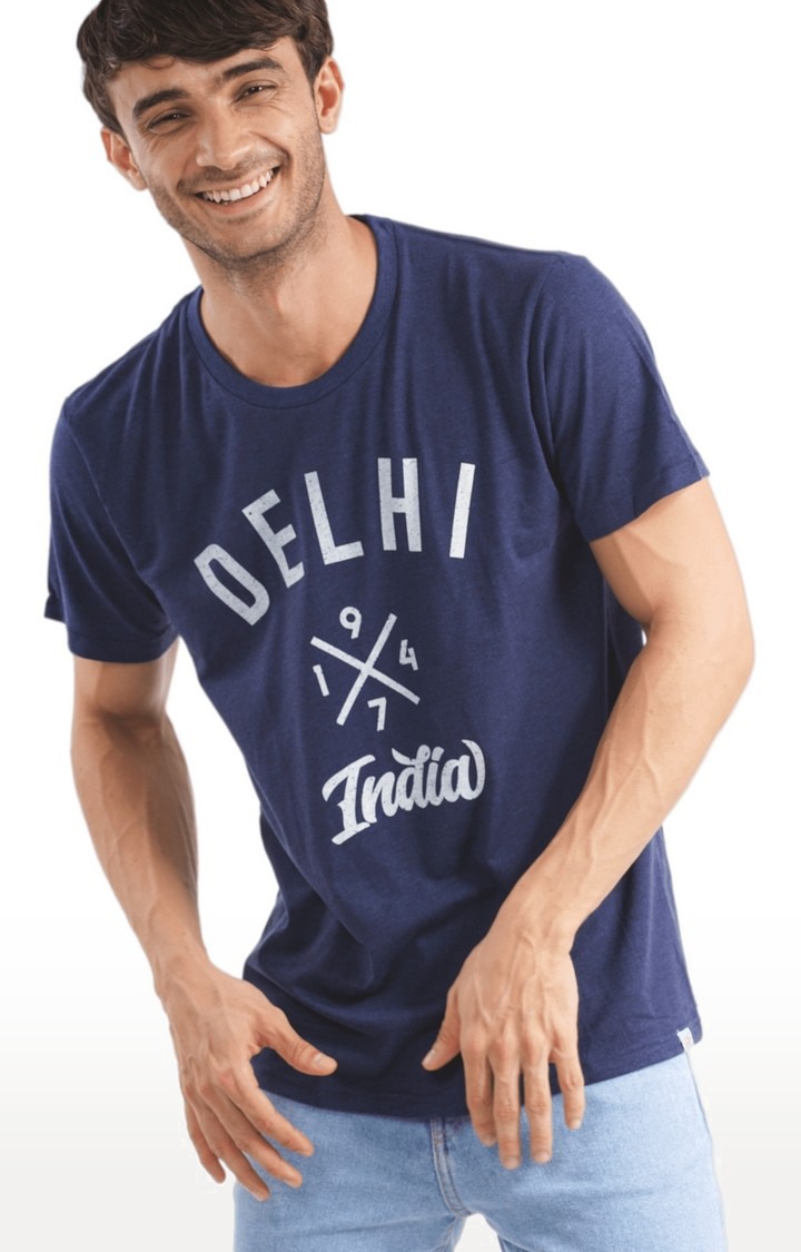 Unisex Delhi 1947 India Tri-Blend T-Shirt in Navy