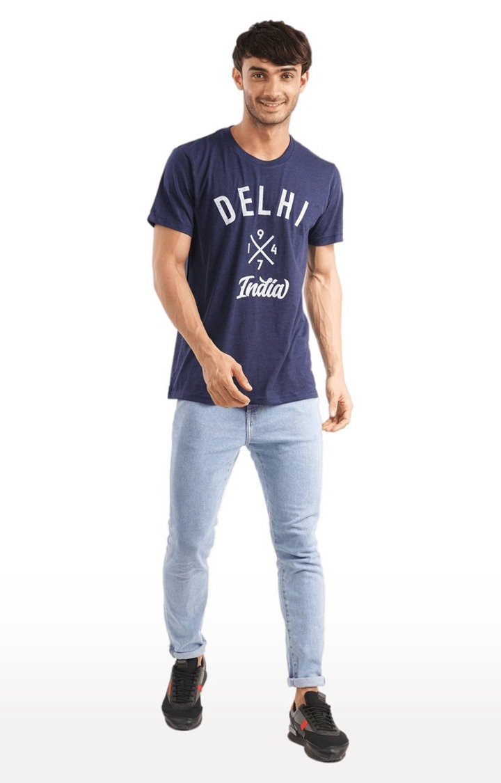 Unisex Delhi 1947 India Tri-Blend T-Shirt in Navy