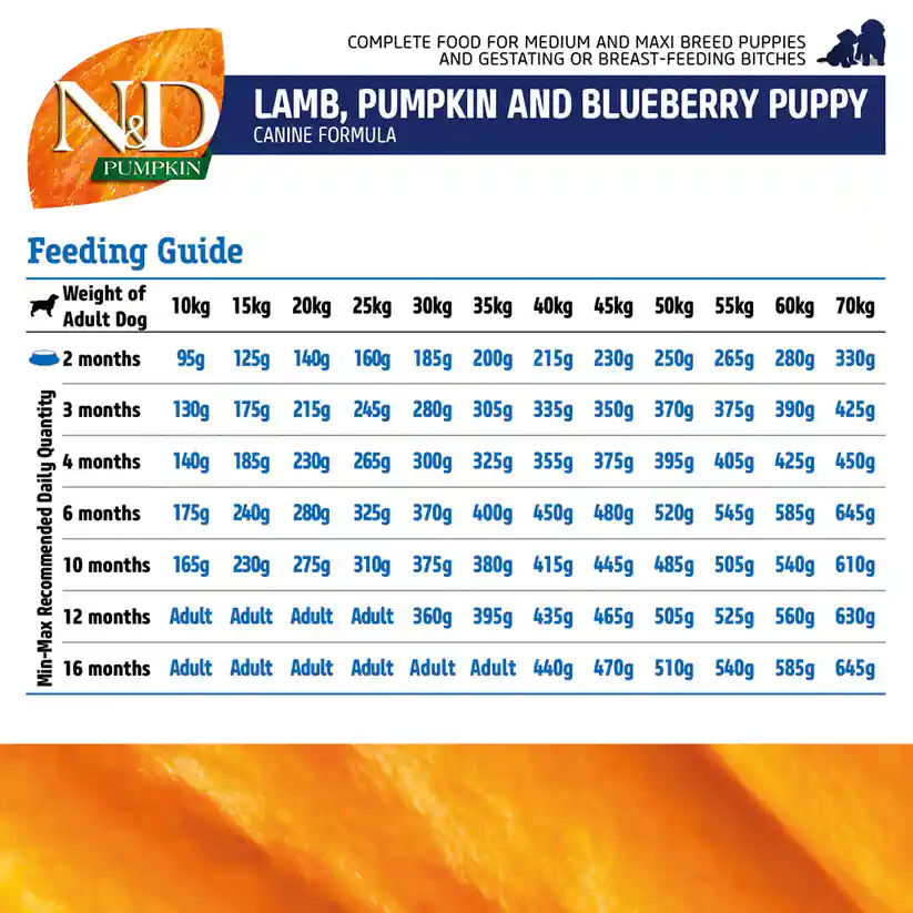 Farmina N&D Grain-Free Pumpkin Lamb & Blueberry Puppy Medium & Maxi Breed Dry Dog Food
