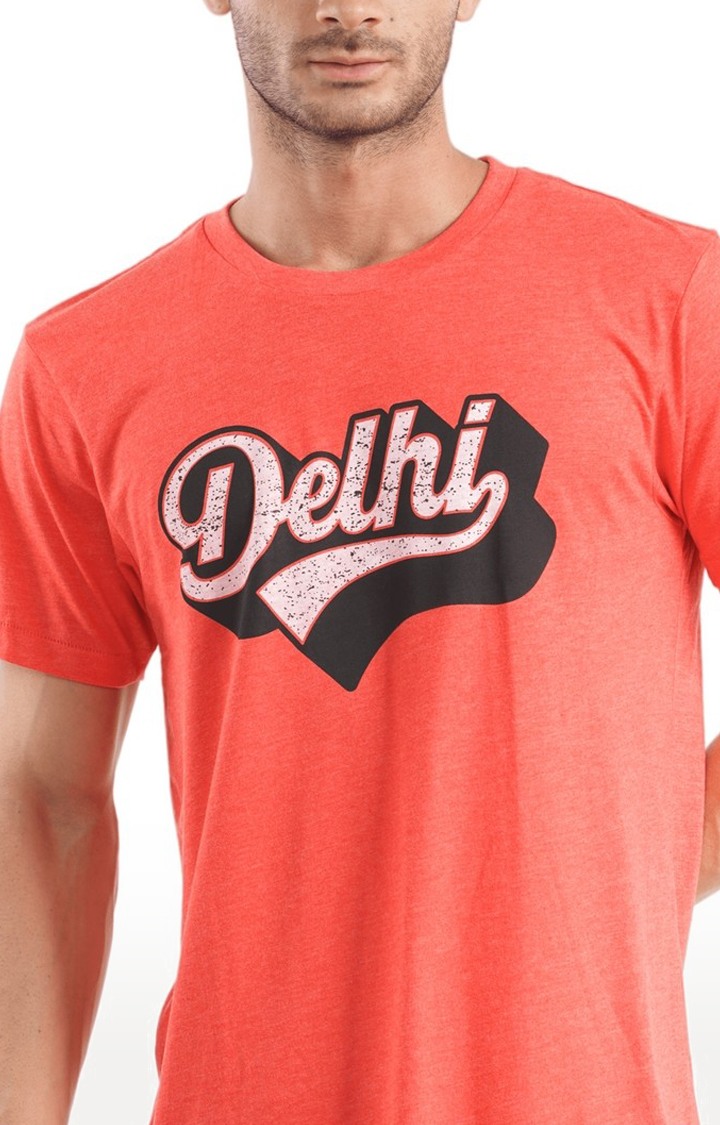 Unisex Delhi Curvey Logo Tri-Blend T-Shirt in Red