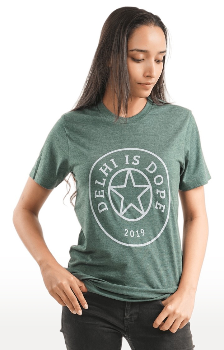 1947IND | Unisex Delhi is DOPE STAR Tri-Blend T-Shirt in Bottle Green