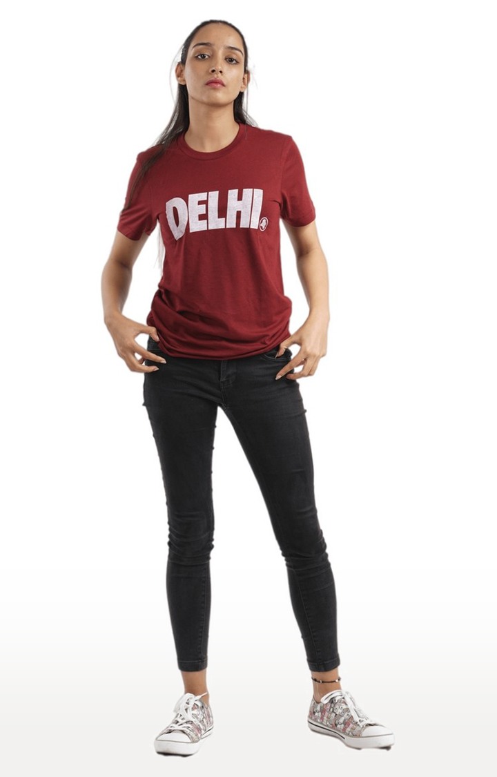 Unisex Delhi Map Tri-Blend T-Shirt in Wine