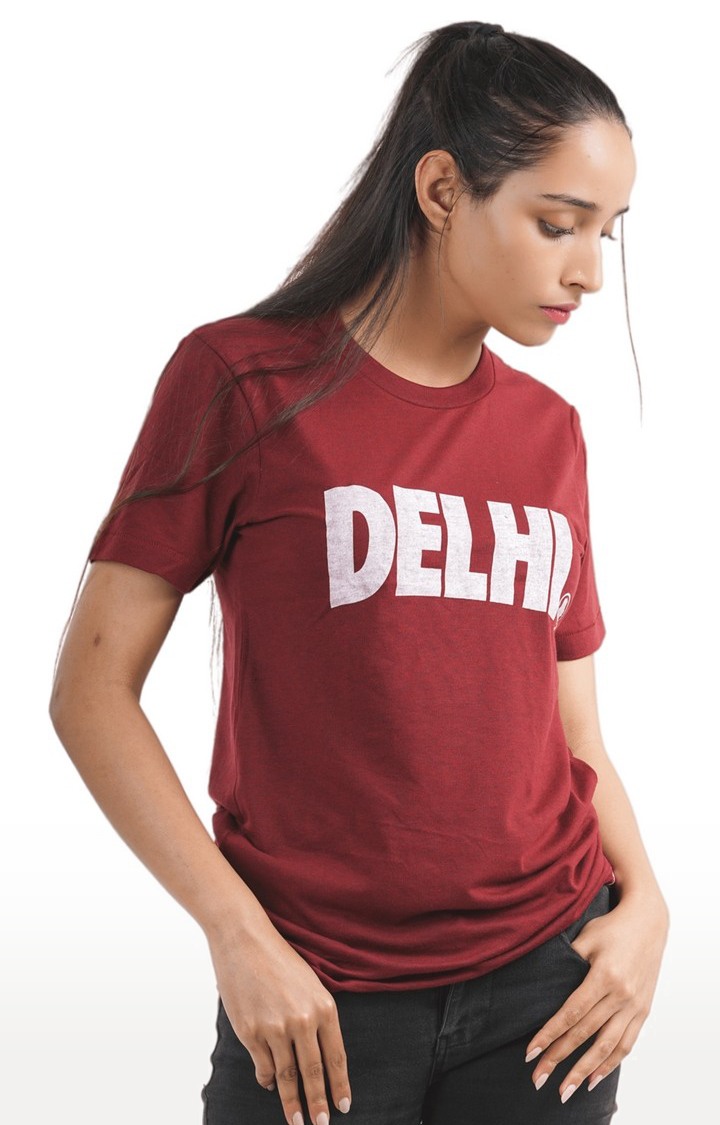 Unisex Delhi Map Tri-Blend T-Shirt in Wine