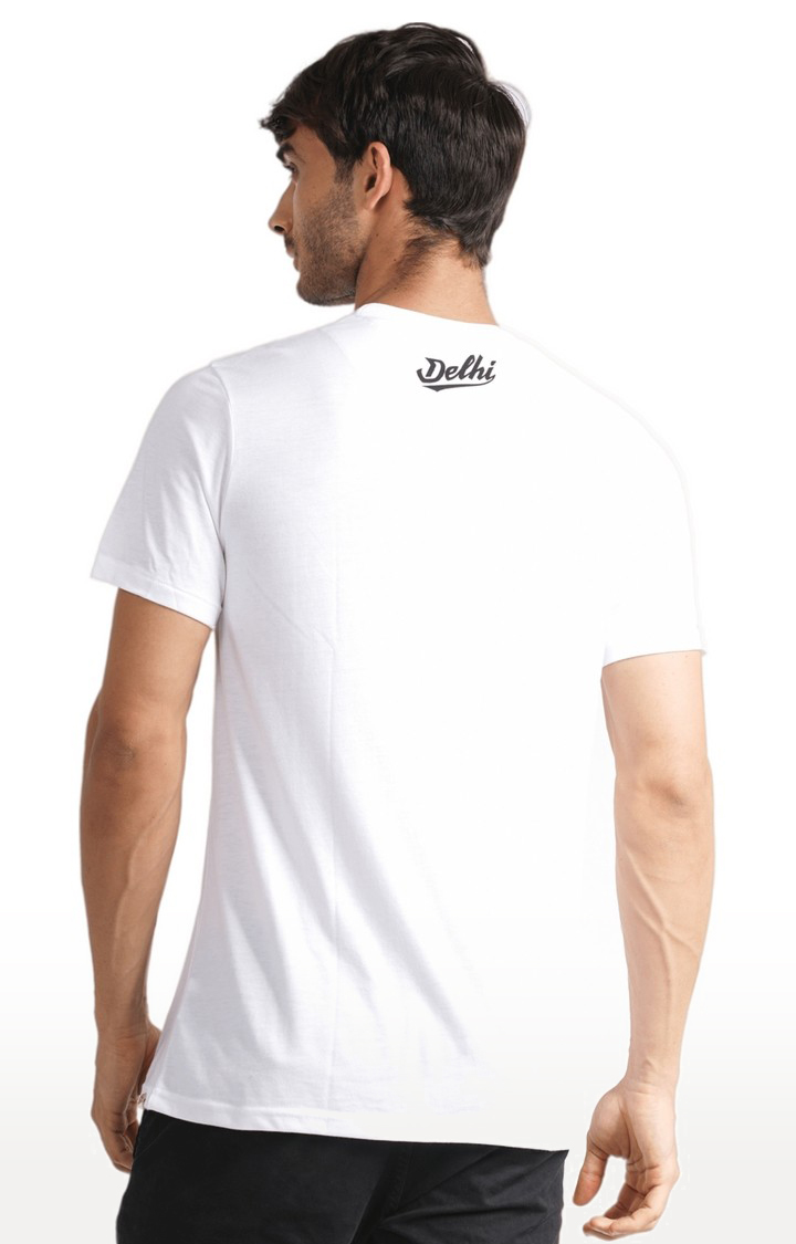 Unisex Delhi Script Logo Tri-Blend T-Shirt in White