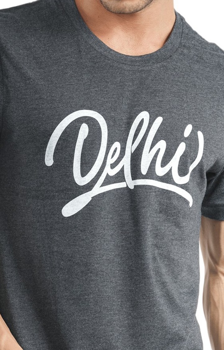 Unisex Delhi Thick Script Tri-Blend T-Shirt in Charcoal