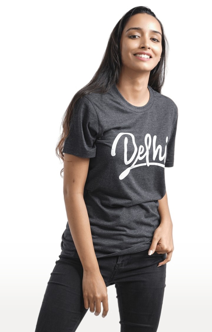Unisex Delhi Thick Script Tri-Blend T-Shirt in Charcoal