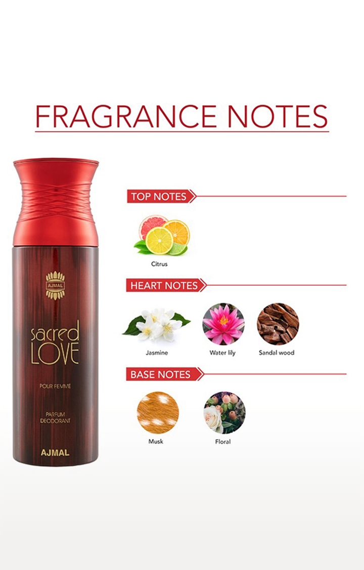 Ajmal | Maryaj Deuce Femme Eau De Parfum Fruity Perfume 100ml for Women and Ajmal Sacred Love Deodorant Musky Fragrance 200ml for Women 3