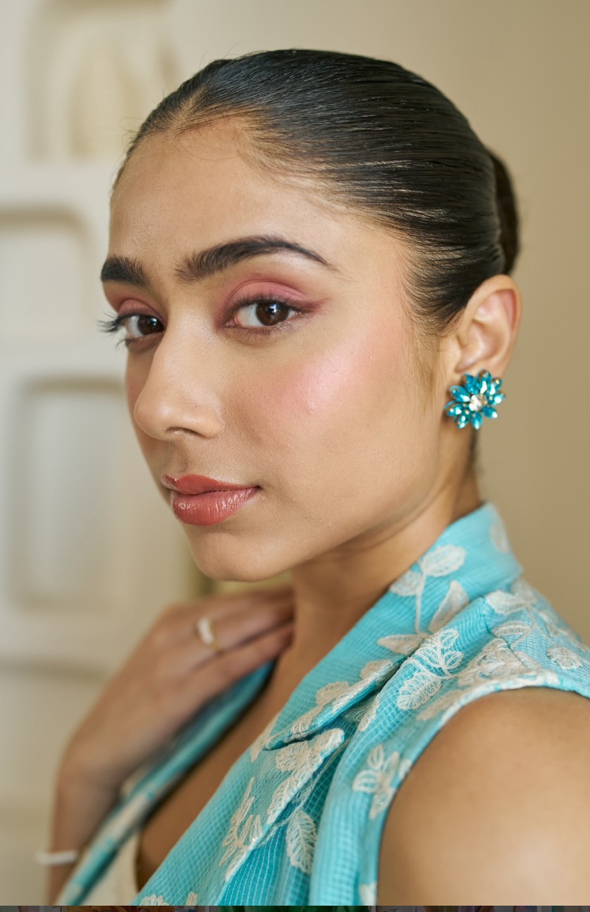 BLUE GEM FLOWER STUDS