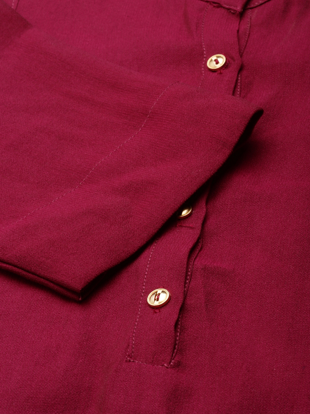 Showoff | SHOWOFF Women's Mandarin Collar Solid Purple Straight Kurta 3