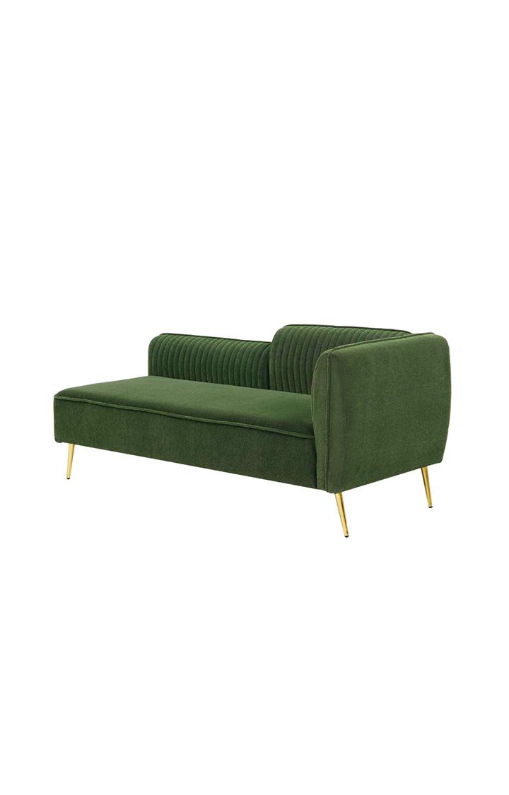neudot Diva RHS Sofa Chaise Lounger with Golden Legs for Living Room|Bedroom|2 Person Sofa|Diwan|Premium Fabric | Solid Wood Frame|2 Seater (Colour : Emerald Green (DIY))