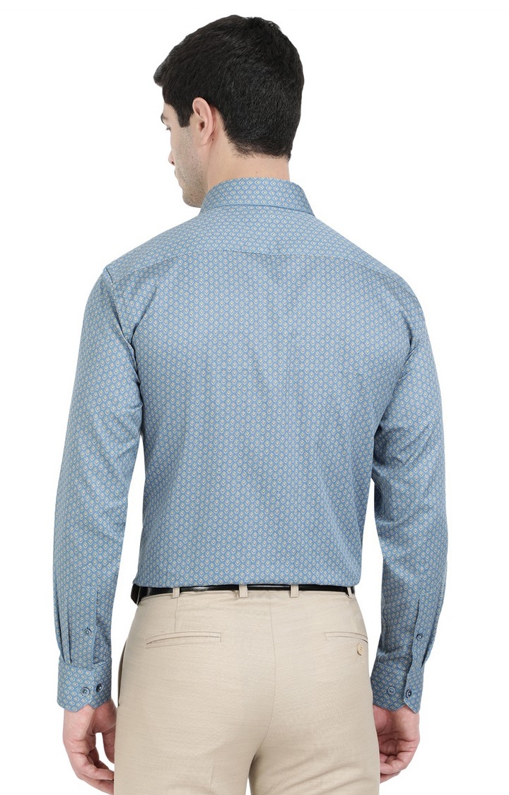 JadeBlue | Men's Blue Cotton Printed Formal Shirts 2