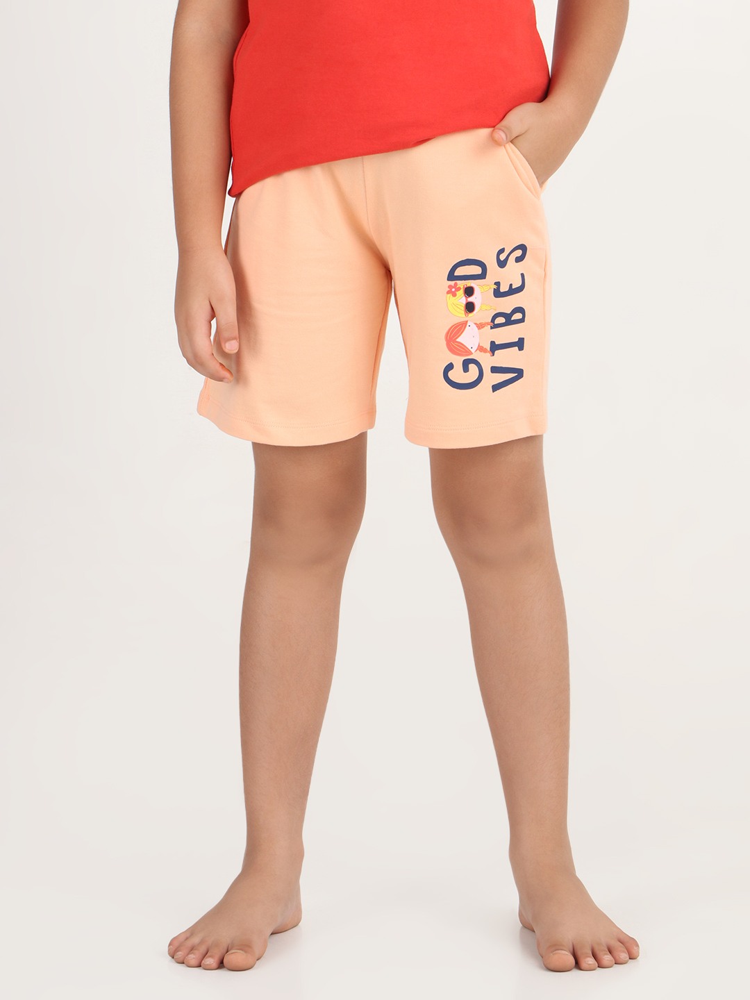 Girls 1 piece printed short - Peach