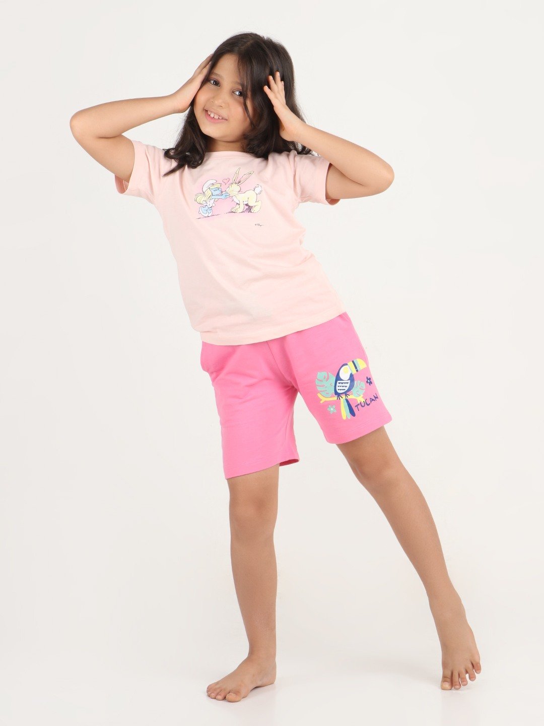 Girls 1 piece printed short - Pink