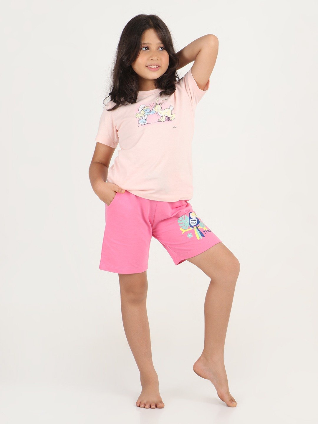 Girls 1 piece printed short - Pink
