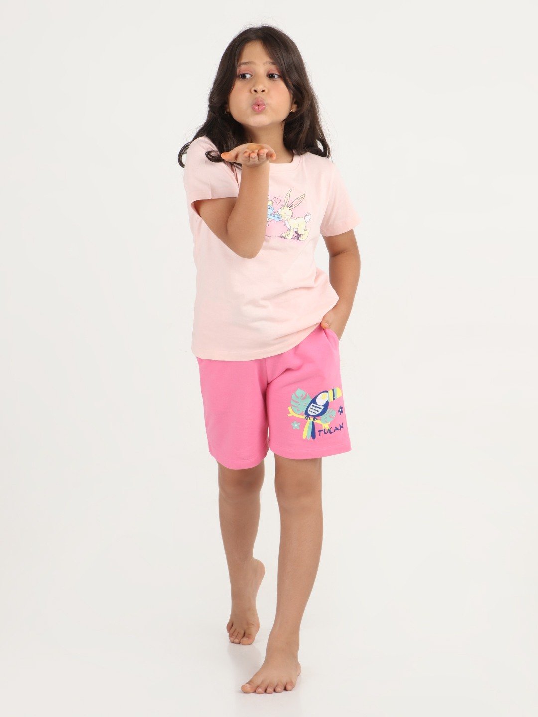 Girls 1 piece printed short - Pink
