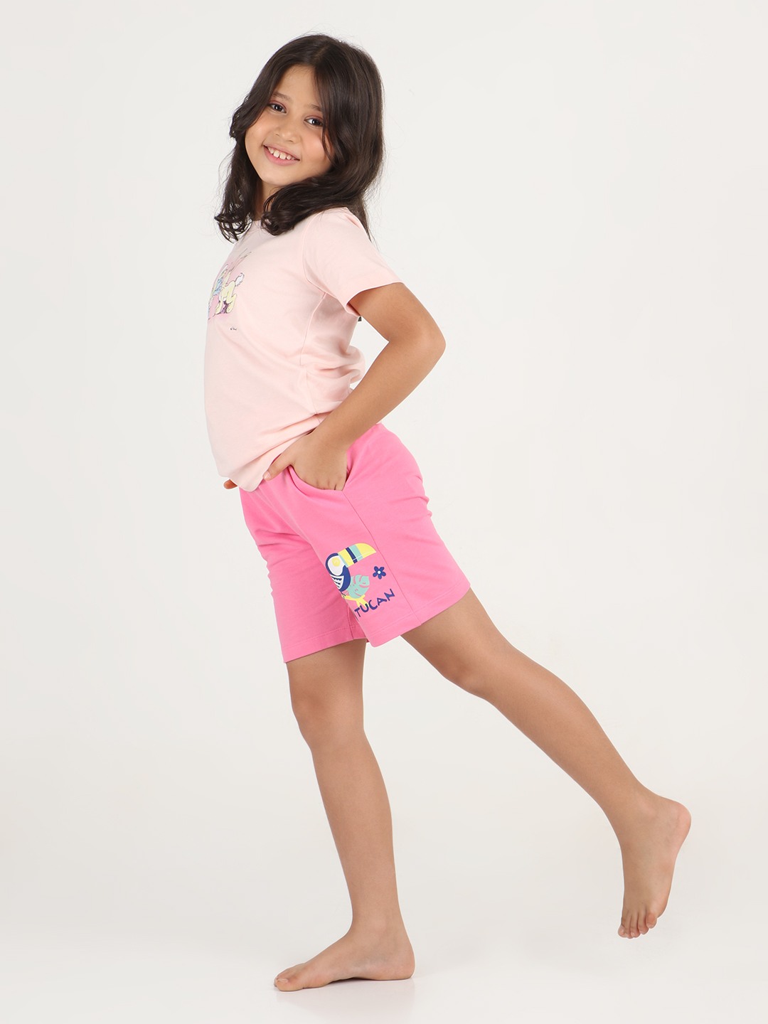 Girls 1 piece printed short - Pink