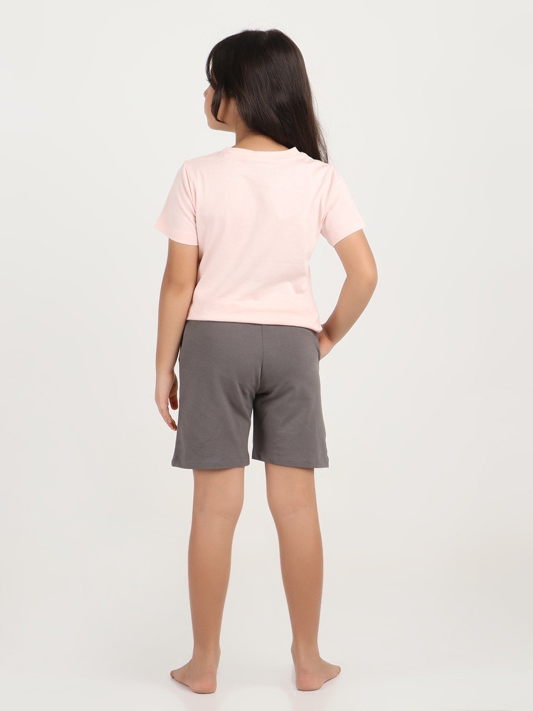 Girls 1 piece printed short - Charcoal Grey