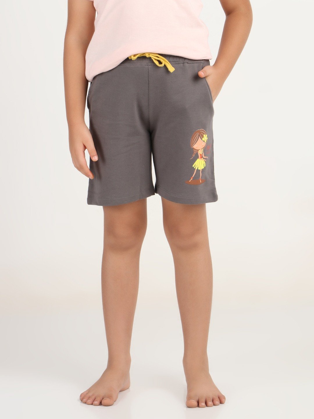 Girls 1 piece printed short - Charcoal Grey