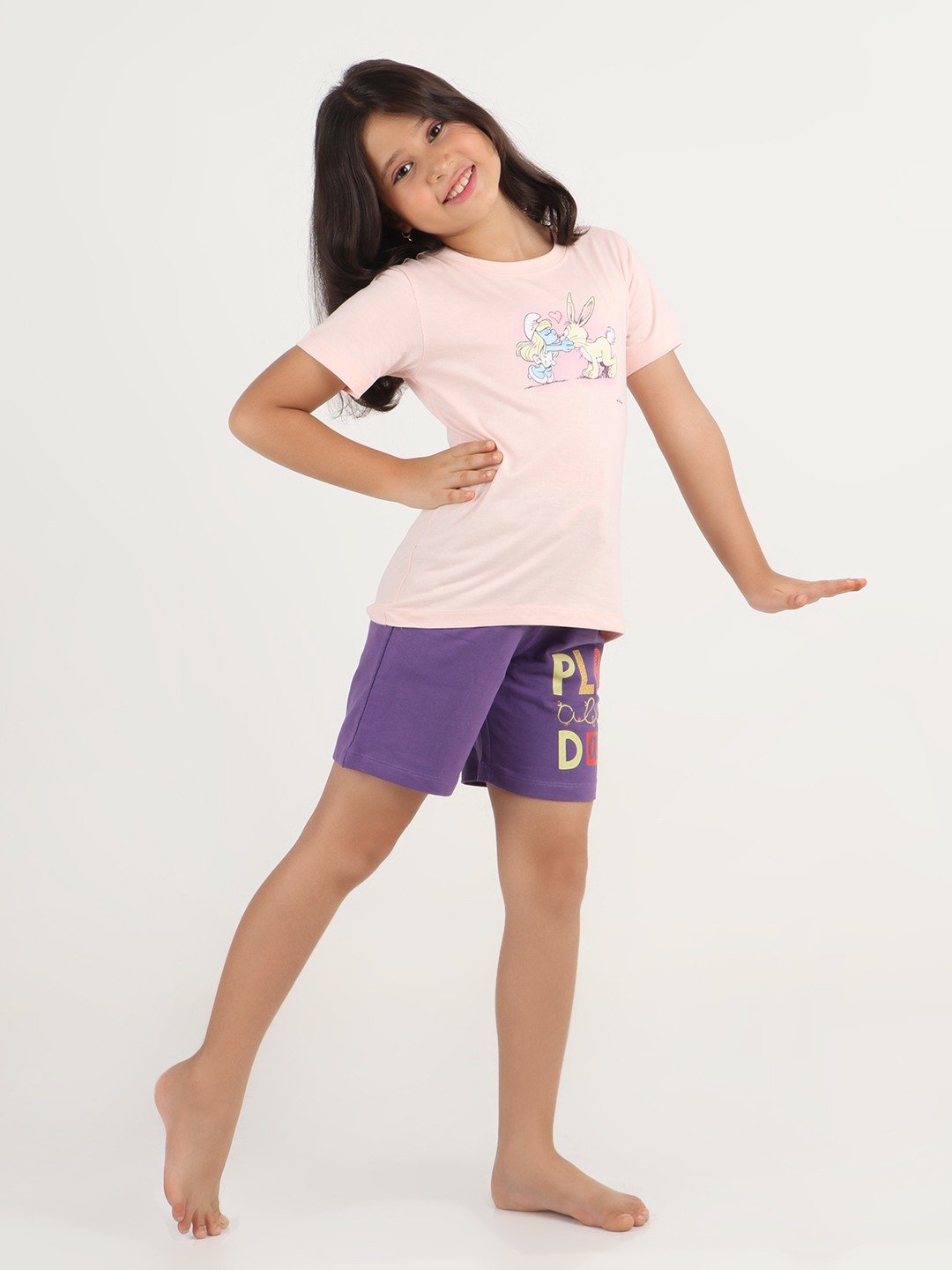 Girls 1 piece printed short - Deep Purple