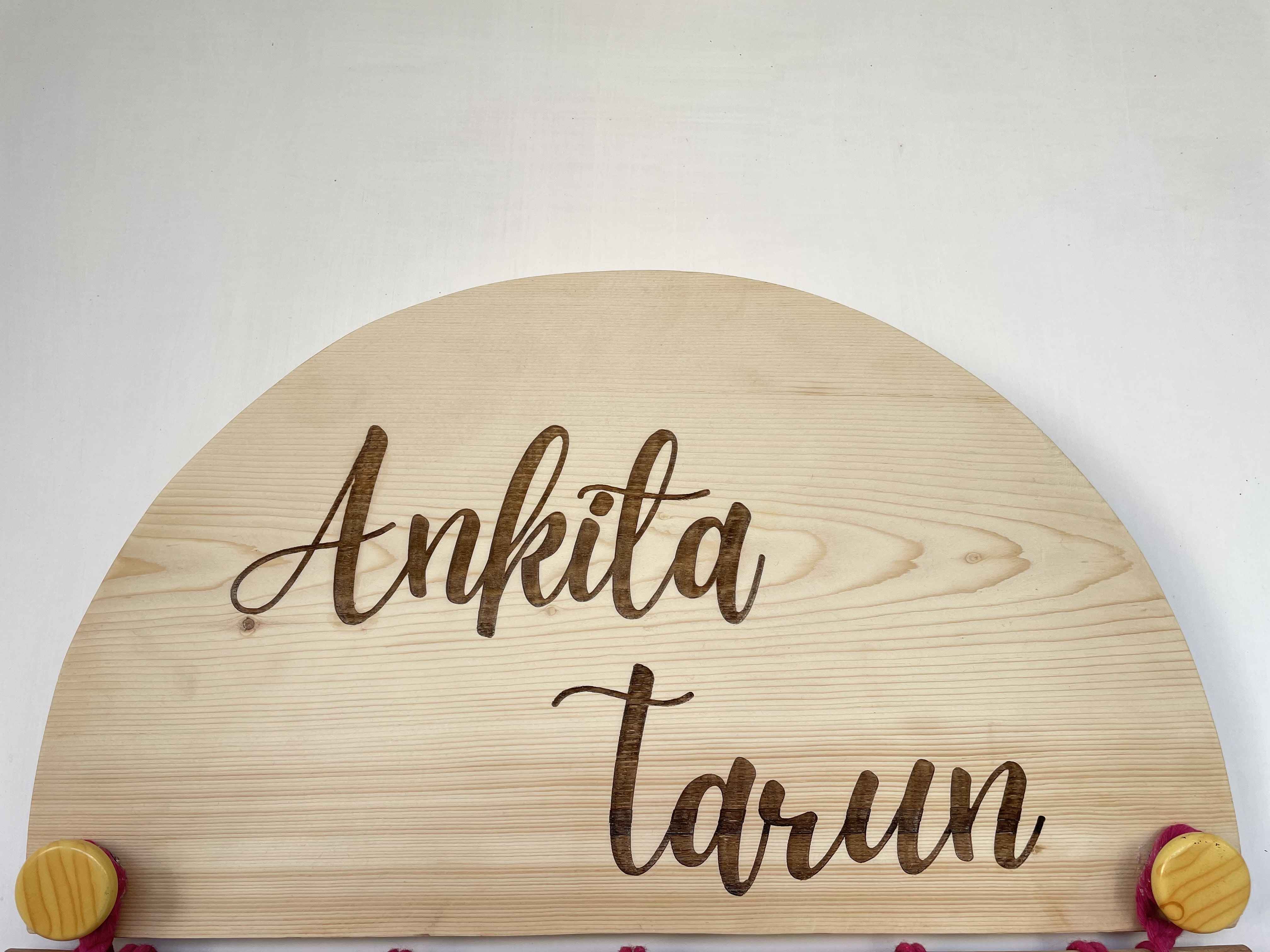 Macrame Leaf - Wooden Nameplate