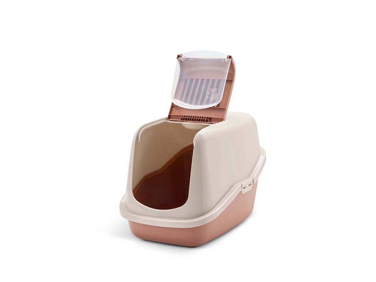 Savic Nestor Cat Litter Box - Champagne Pink/Tuscan Red